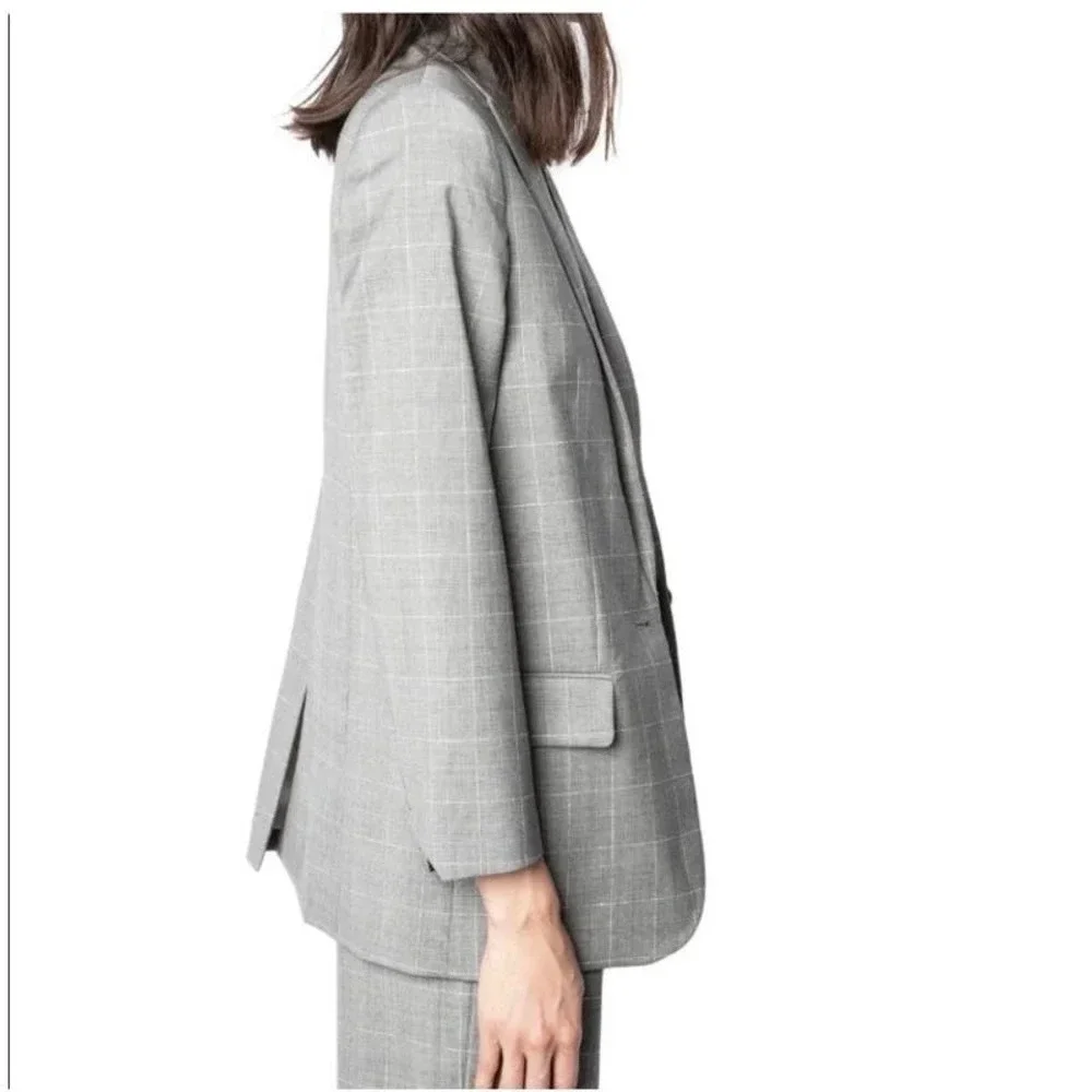 Zadig & Voltaire Viva Check virgin wool Blazer sz 10